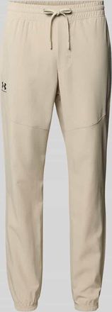 Under Armour Regular Fit Jogger mit Logo-Print Modell Vibe in Khaki, Gr&ouml;&szlig;e XXL