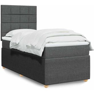 vidaXL Cama Box Spring Con Colch&oacute;n Tela Gris Oscuro 100x200 Cm Vidaxl
