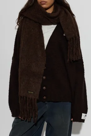 Golden Goose Wool Scarf With Fringes, Unisex, Brown