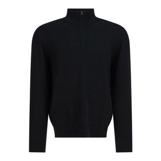 Vince Cashmere Knitwear, male, Black, Size: 2XL Cashmere Quarter-Zip Sweater