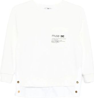 Elisabetta Franchi Maglia In Felpa Con Dettagli In Popeline-Donna