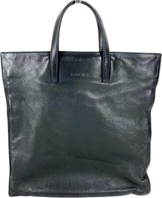 Loewe Pre-owned Tote Bags, unisex, Black, Size: ONE SIZE Pre-owned Leather Tote Bag