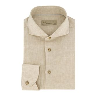 John Miller Heren, Overhemden, Beige, Maat: 6XL Linnen
