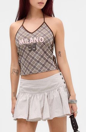 BDG Milano 99 Plaid Halter Top in Grey Check at Nordstrom, Size X-Large