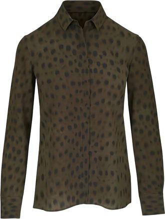 Akris Camicia leopardata in seta - Marrone