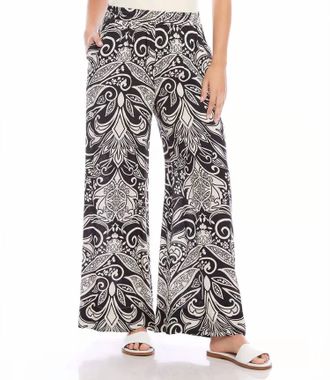 Karen Kane Pallas Print Wide Leg Pants In Black And White