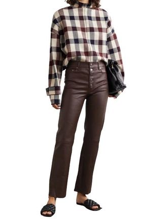 Joseph Den Burgundy Stretch Leather Pants Size S