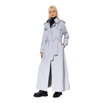Norma Kamali Trench Coats, female, Gray, XL, Double-Breasted Trench Coat