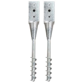 vidaXL Picas De Tierra 2 Uds Acero Galvanizado Plateado 10x10x57 Cm Vidaxl