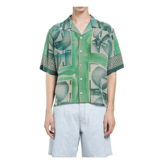 Versace Heren, Overhemden, Groen, Maat: M Zijde