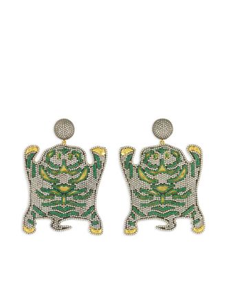 Begum Khan Bengal tiger-shaped earrings - women - 24K Gold Plated Bronze/Crystal - One Size
