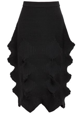 Issey Miyake Sculpted Knit Midi Dress - Black - 2