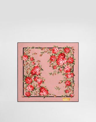 Dolce & Gabbana Rose Bouquet-print Silk Twill Scarf 50x50 - Woman Scarves And Silks Multicolor Onesize
