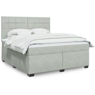 vidaXL Vidaxl - Cama Box Spring Con Colch&oacute;n Terciopelo Gris Claro 180x200 Cm