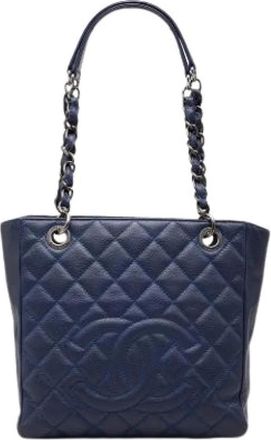 Chanel Pre-owned Petite Shopping Tote - Dames - Vintage Shopper - Blauw - ONE Size - Leer - Vintage