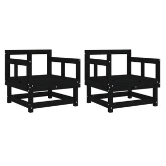 Berkfield Home Garden Chairs 2 pcs Black Solid Wood Pine