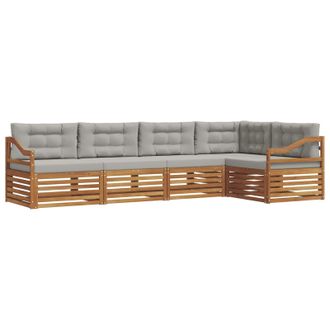vidaXL Conjunto De Sof&aacute;s De Exterior 5 Pcs Gris Natural Y Claro Vidaxl