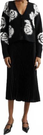 Cinq &agrave; Sept Aerin Fuzzy Cardigan And Pleated Midi Dress In Black Ivory