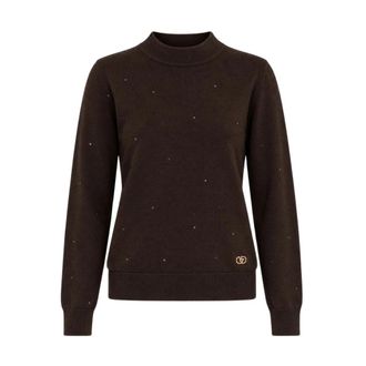 Yes-Zee Coltrui - Dames - Ronde hals truien - Bruin - XS - Pailletten - Truien & Vesten