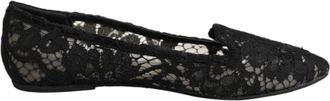Dolce & Gabbana Black Taormina Lace Slip On Flats Womens Shoes