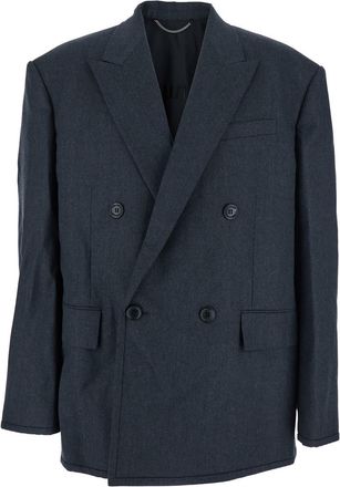 Juun.J Juun. J Grey Double-breasted Jacket With Peaked Revers And Patch Pockets On Front In Wool Man