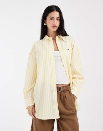 Tommy Jeans Essential - Camicia oversize gialla a righe-Giallo