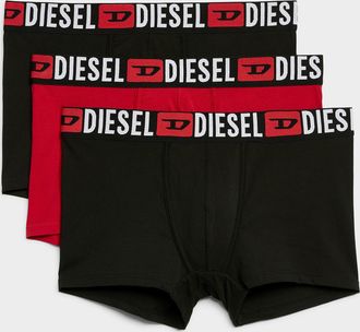 Diesel Mens 3 black/red stretch trunks Organic cotton 3-pack