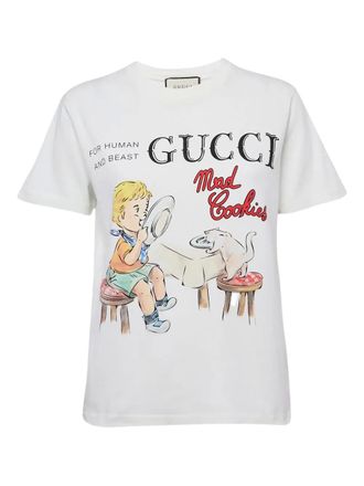 Gucci T-shirt in cotone con stampa grafica - Bianco