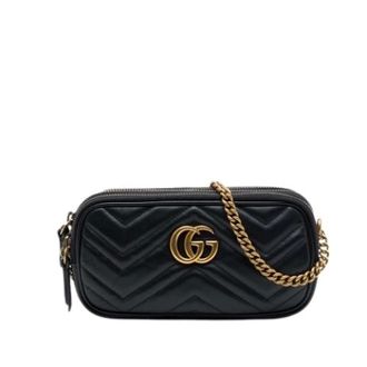 Gucci Pre-owned Quilted Crossbody Bag - Dames - Pre-owned - Zwart - Maat: ONE Size Leer