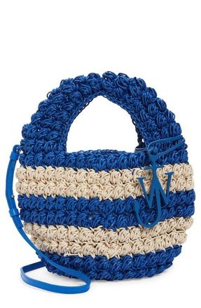 J.W.Anderson Popcorn Crocheted Cotton Basket Bag (Nordstrom Exclusive) in Blue/off White at Nordstrom