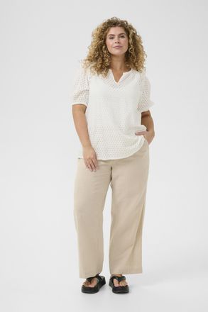 Kaffe Curve Blouse met korte mouwen Regular fit Chalk white