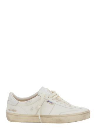 Golden Goose Soul-Star White Low Top Sneakers With Metallic Heel Tab In Leather Man