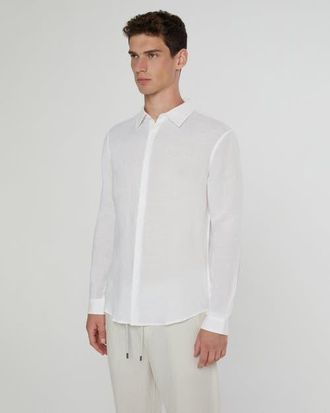 Onia Air Linen Long Sleeve Shirt in White at Nordstrom, Size Xx-Large L