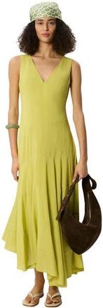 Whistles V-Neck Tiered Sleeveless Midi Dress in Pale Green at Nordstrom, Size 10