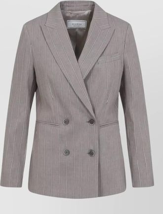 PESERICO striped jacket notch lapel buttoned cuffs pockets
