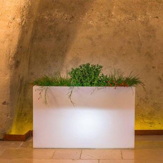 Monacis Jardinera rectangular de resina 80x35 cm mod. Flowerpot con luz blanca