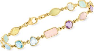 Ross-Simons Pastel Multi-Gemstone Bracelet in 18kt Gold Over Sterling