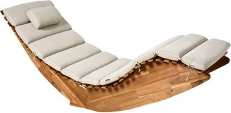 Beliani Tumbona con coj&iacute;n Madera de acacia Gris pardo