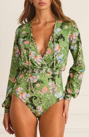 Aqua Blu Australia Vernalis Rosalina One Piece in Green at Nordstrom, Size 8