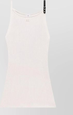 Courr&egrave;ges buckle strap mini ribbed knit dress