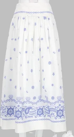 Self Portrait Embroidered Cotton Skirt - White