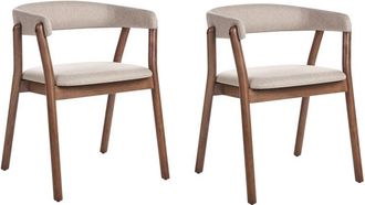 Beliani Set of 2 Dining Chairs MYLO Fabric Dark Brown/ Beige