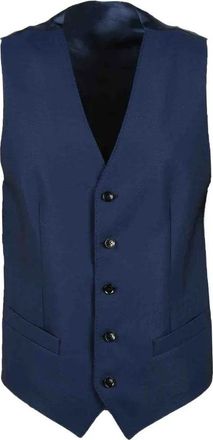 Alessandro Dell'Acqua Blue V-Neck Polyester-Blend Vest