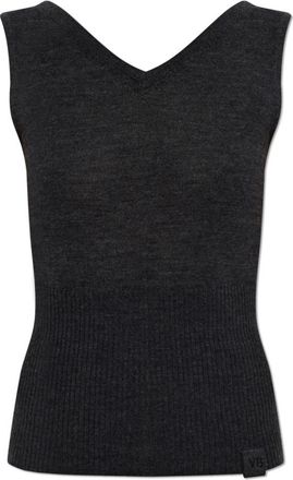 Victoria Beckham Wol trui met V-hals - Dames - V-hals truien - Grijs - XS - Wol - Truien & Vesten