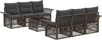 vidaXL Conjunto De Sof&aacute;s De Jard&iacute;n 7 Uds. Gris Rat&aacute;n Sint&eacute;tico Vidaxl