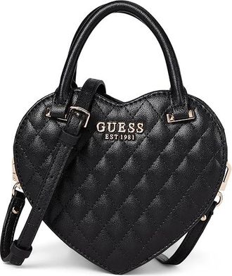 Guess Atabey Heart Bag Satchel Womens Handbags Black, Synthetic