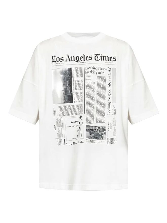 newspaper print T-shirt - men - Cotton - S - White