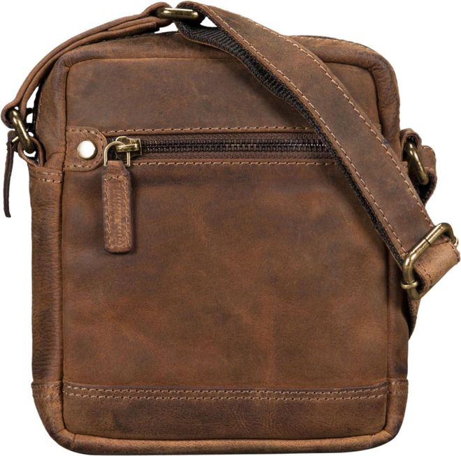 Pepe Mens Leather Cross Body Bag Small Vintage Shoulder Bag with Strap and Zipper Messenger Bag Fits 7 Inch Tablet in Missouri - Brown