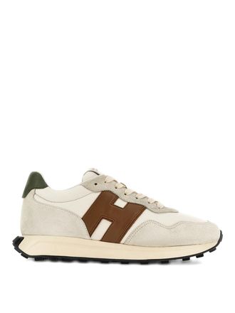 Hogan H601 Sneakers In Brown/Green/Beige Leather