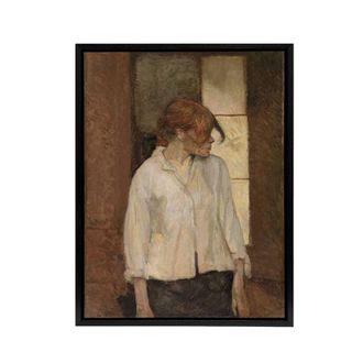 Artery8 At Montrouge Rosa La Rouge Framed Canvas Wall Art Print Toulouse Lautrec in Brown | Size: W24 x H32